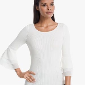 NWT White House Black Market Tiered Woven-Sleeve Sweater